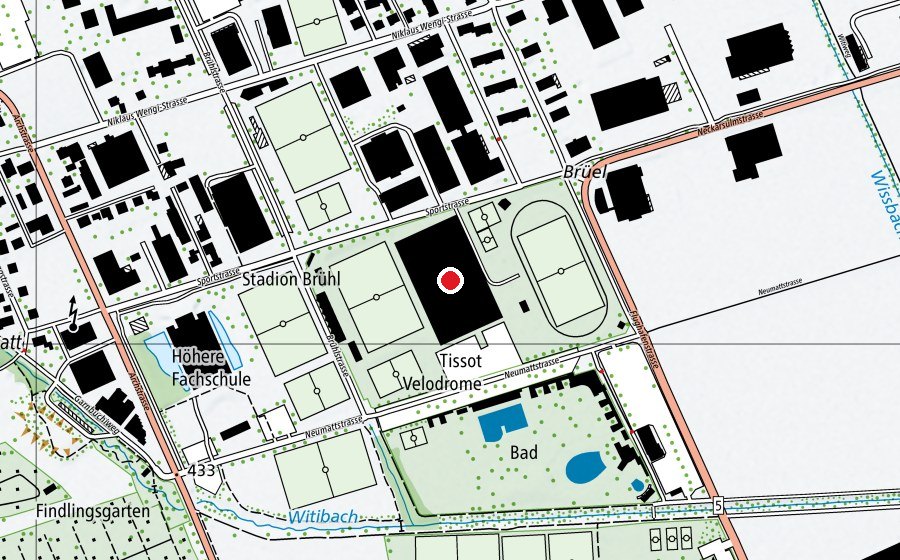 Mappa con la posizione di Velodrome Suisse (Centro sportivo)