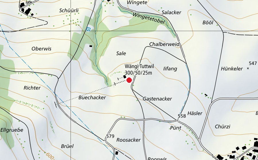 Mappa con la posizione di Wängi Tuttwil 300/50/25 m (Centro sportivo)