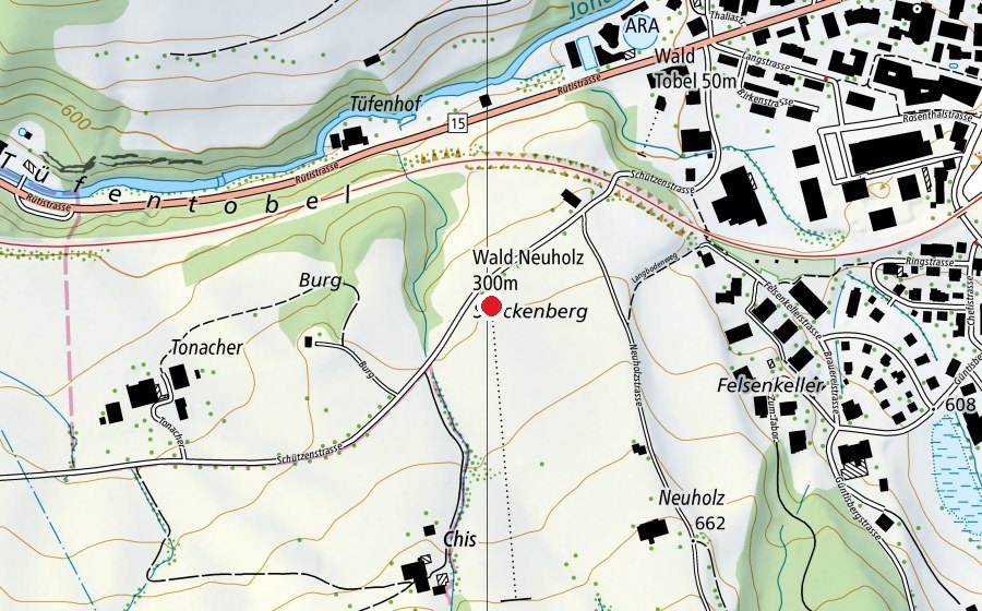 Mappa con la posizione di Wald Neuholz 300 m (Centro sportivo)