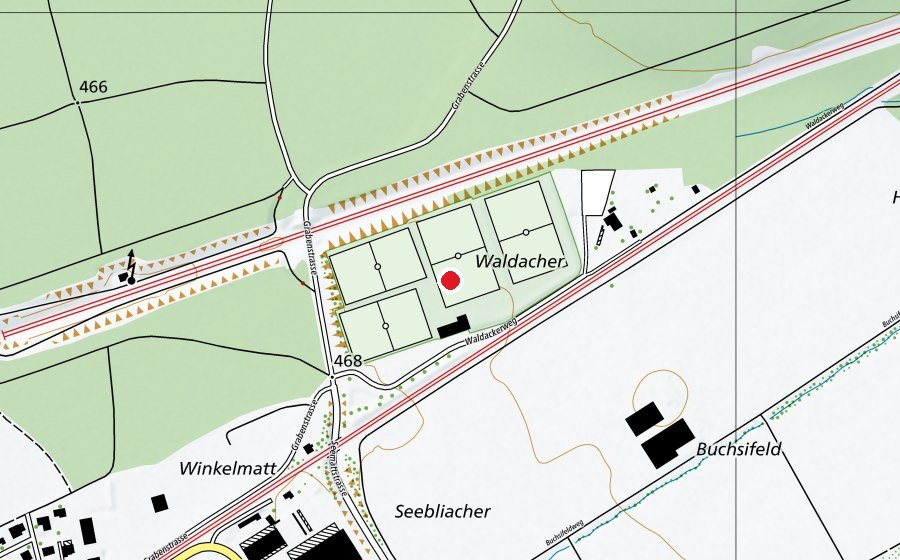 Mappa con la posizione di Waldäcker (Centro sportivo)