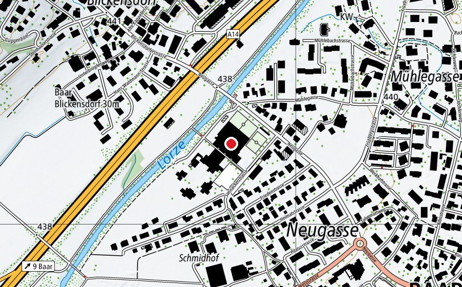 Mappa con la posizione di Waldmannhalle (Centro sportivo)