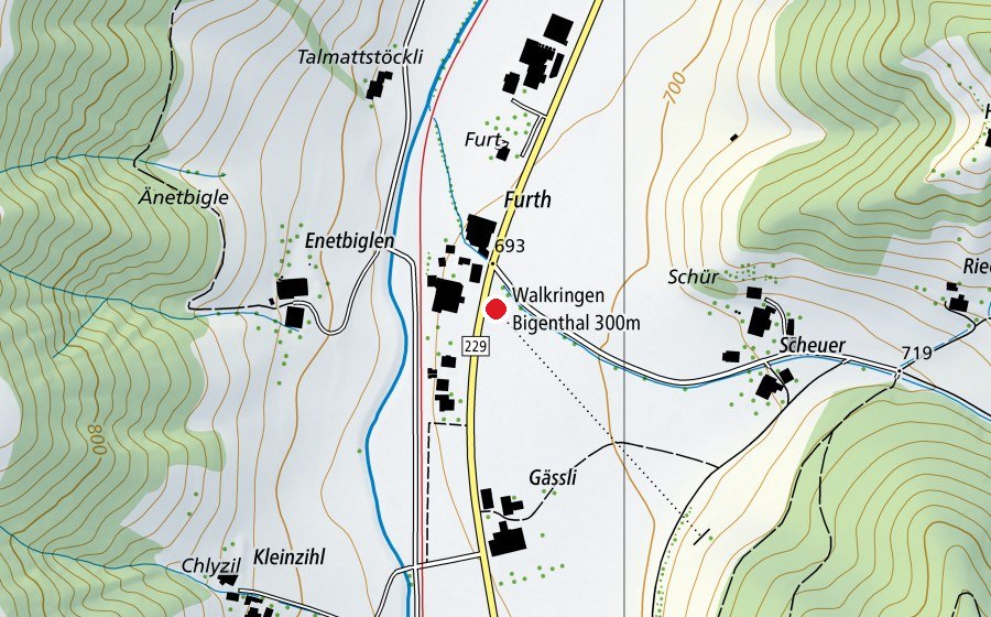 Map showing the location of Walkringen Bigenthal 300 m (Sports centre)