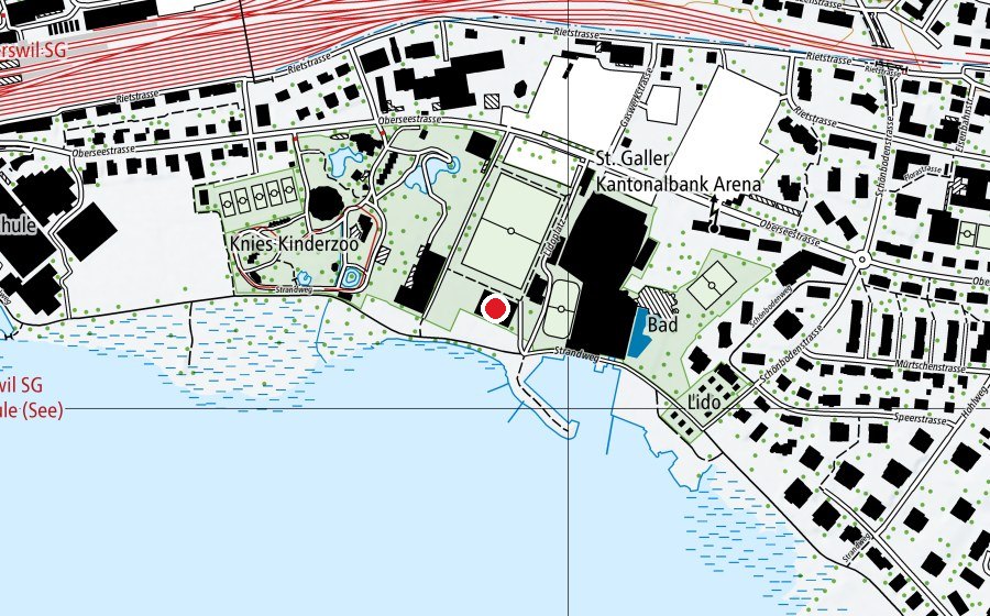 Karte mit dem Standort von Wassersportzentrum (Sportanlage)