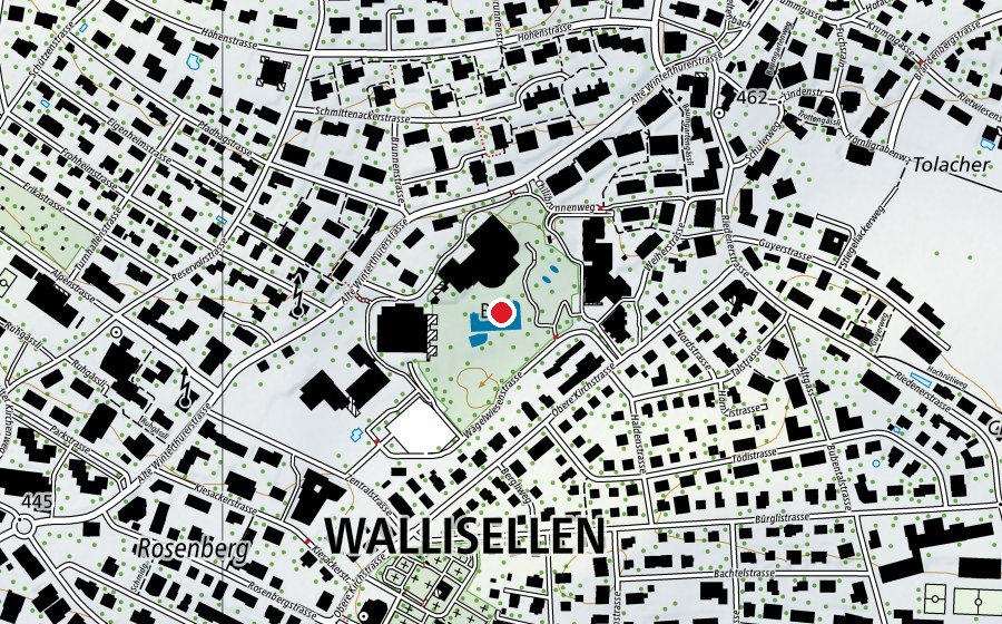 Karte mit dem Standort von Water World Wallisellen (Sportanlage)