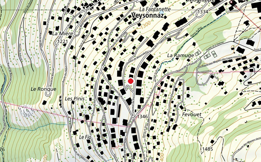 Carte indiquant l’emplacement de Wellness Veysonnaz (Centre sportif)