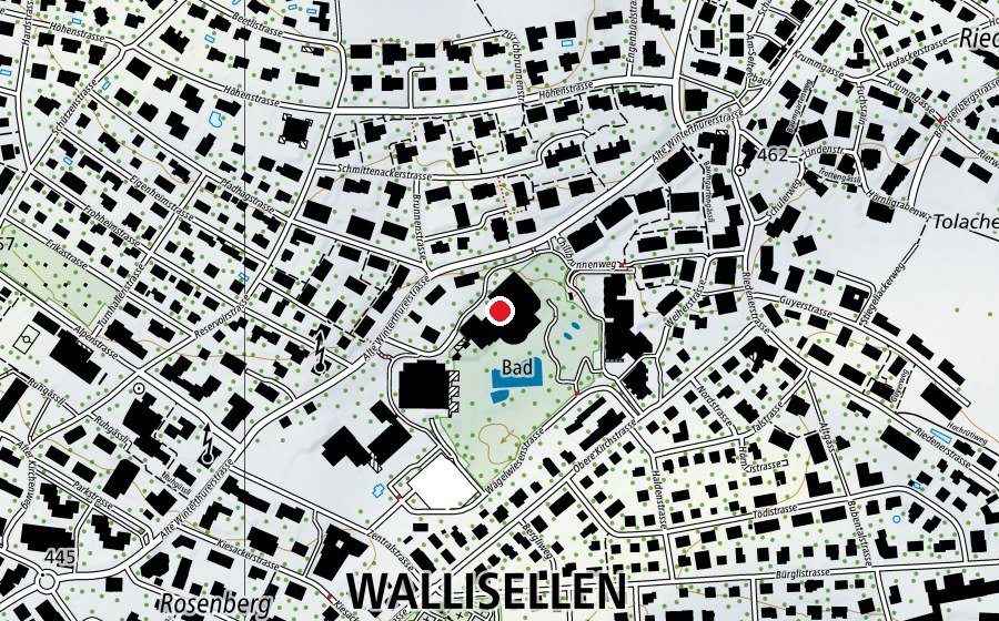 Carte indiquant l’emplacement de Wellness World Wallisellen (Centre sportif)