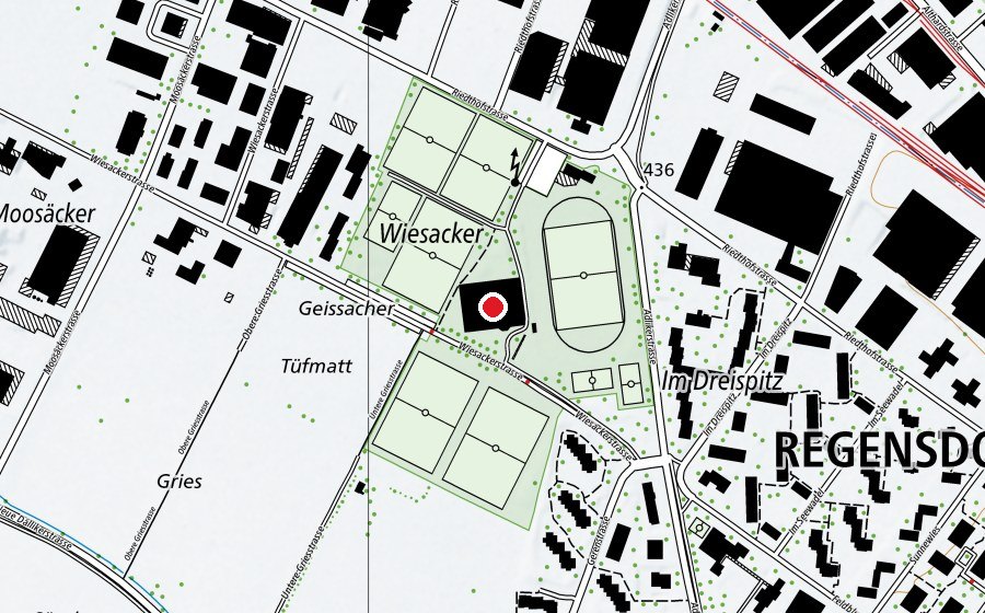 Carte indiquant l’emplacement de Wisacher (Centre sportif)
