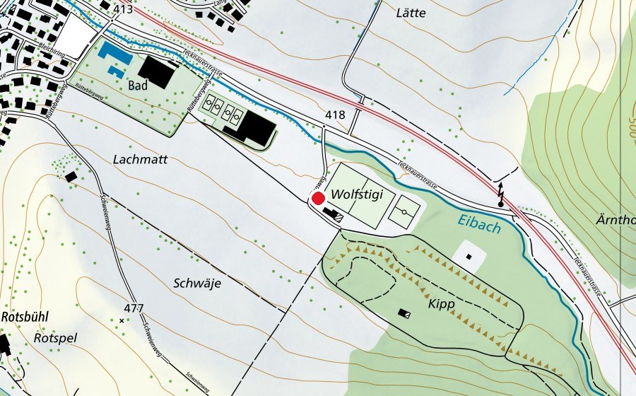 Map showing the location of Wolfstiege (Sports centre)