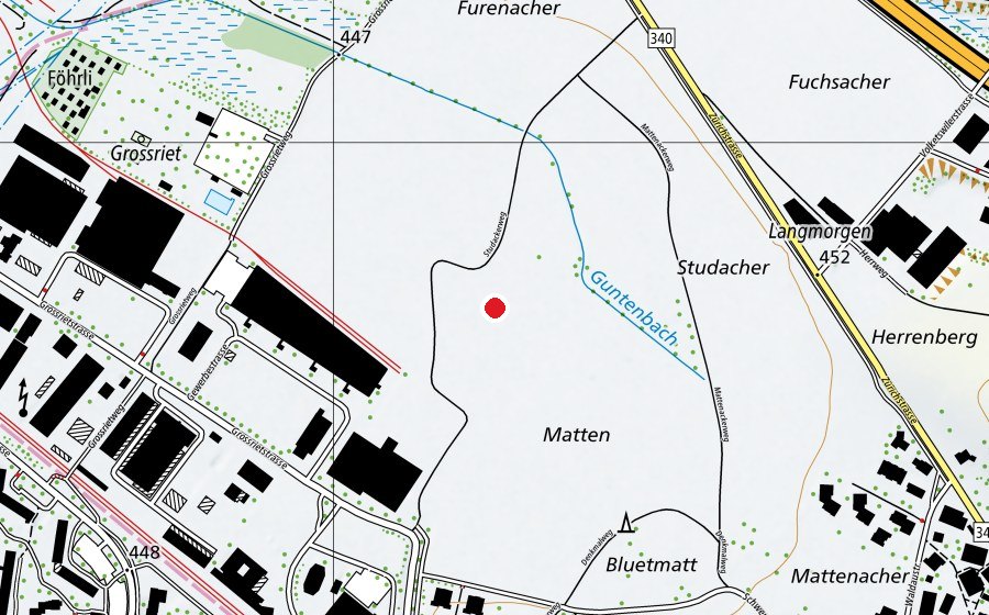 Mappa con la posizione di X-Ufo-Modellflugplatz (Centro sportivo)