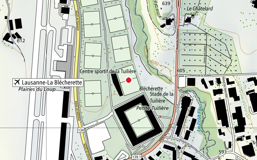 Karte mit dem Standort von 1 (Sportplatz)