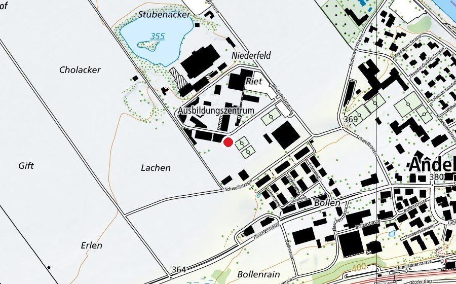 Carte indiquant l’emplacement de 100m Bahn (Terrain de sport)