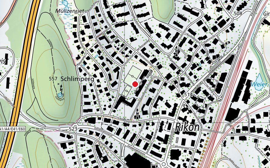 Karte mit dem Standort von 100m Bahn (Sportplatz)
