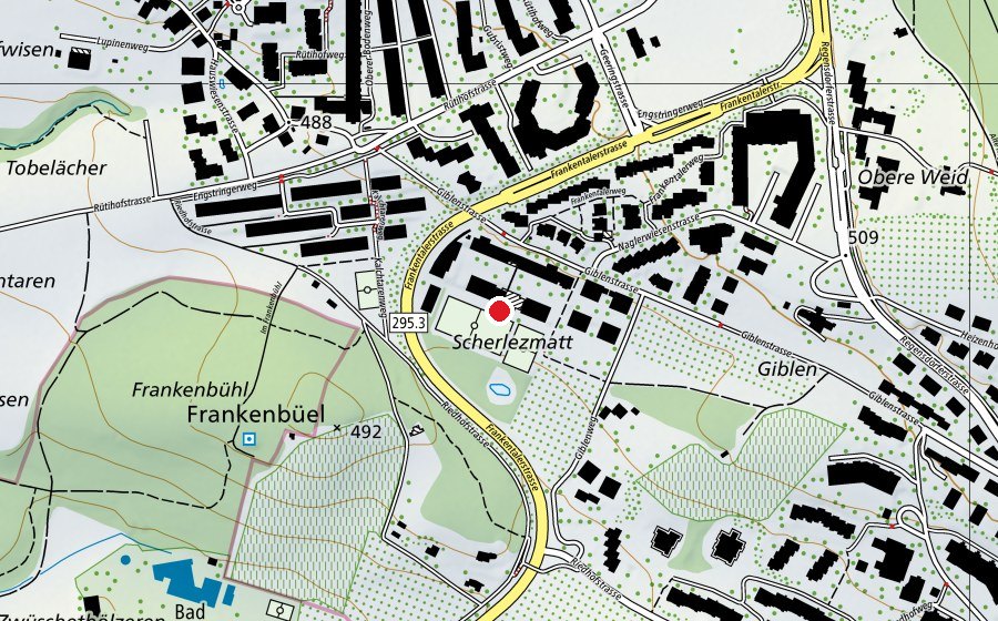 Karte mit dem Standort von 100m Bahn (Sportplatz)