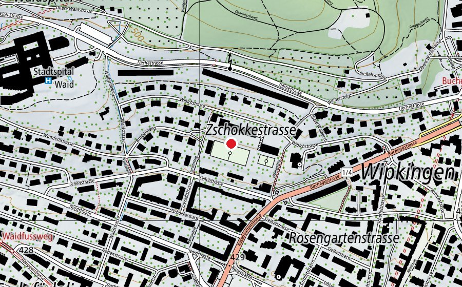 Karte mit dem Standort von 100m Bahn (Sportplatz)