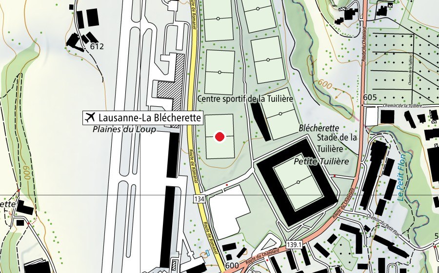 Map showing the location of 2 (Sports field)
