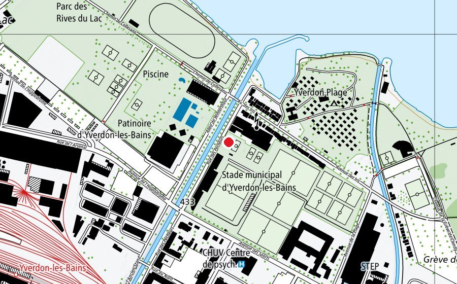 Mappa con la posizione di 2 (Campo sportivo)
