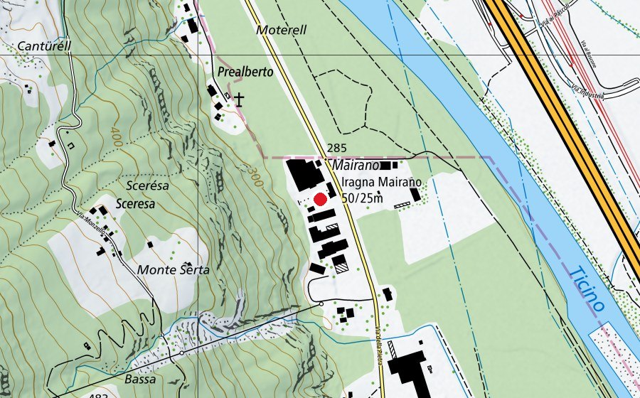 Carte indiquant l’emplacement de 25 m (Terrain de sport)
