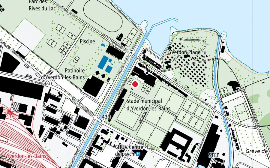 Mappa con la posizione di 3 (Campo sportivo)