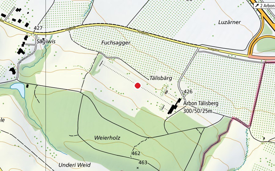 Map showing the location of 300 m (Sports field)
