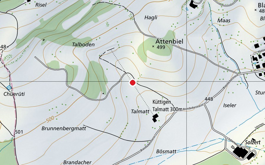 Map showing the location of 300 m Schusslinie (Sports field)