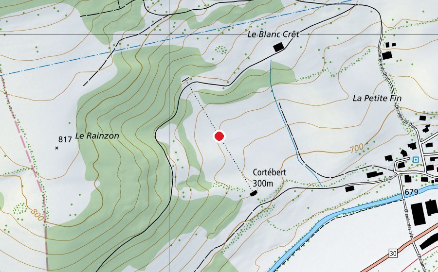 Mappa con la posizione di 300m (Campo sportivo)