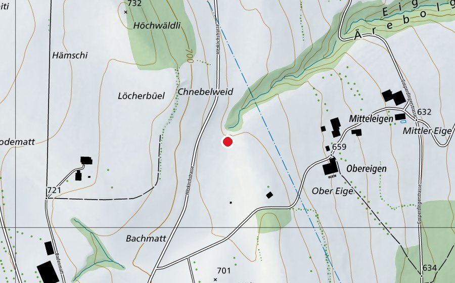 Map showing the location of 300m Römerswil (Sports field)