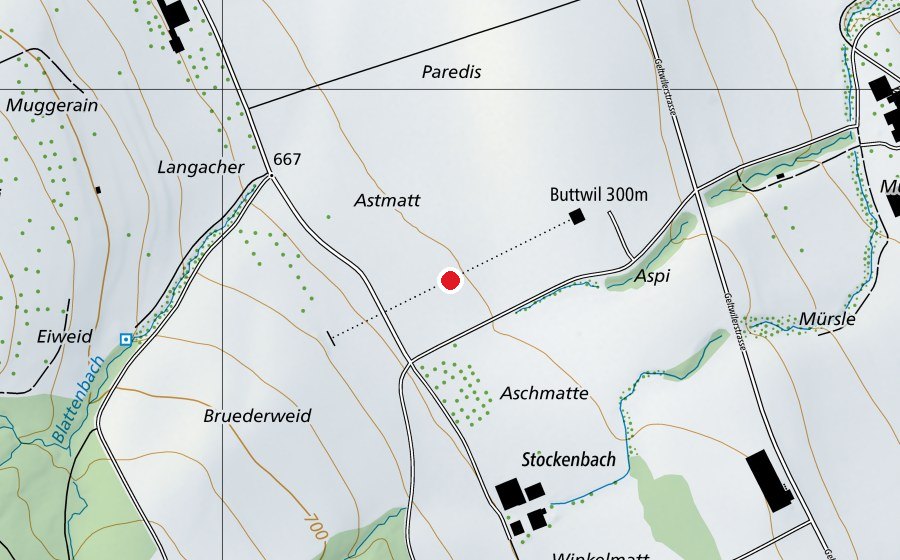 Mappa con la posizione di 300m Schiessstand Buttwil/AG (Campo sportivo)