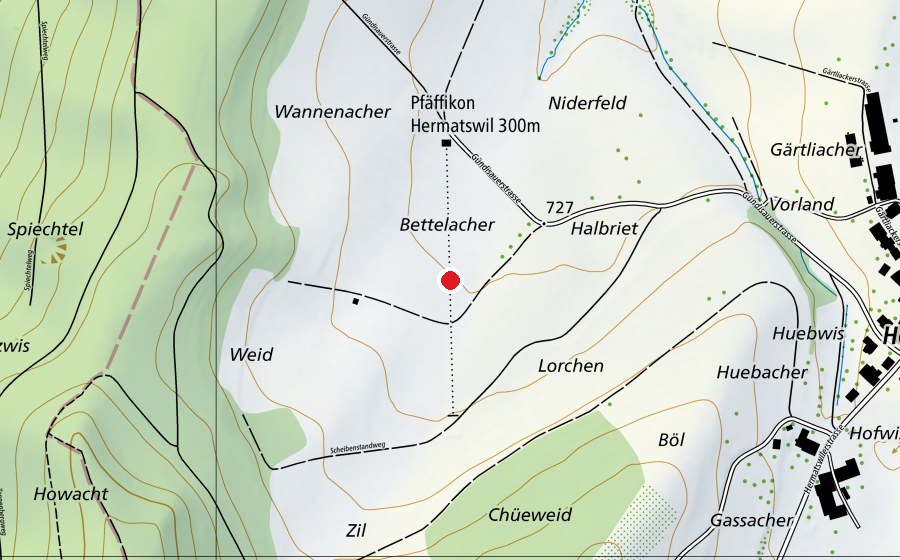 Karte mit dem Standort von 300m Schiesstand (Sportplatz)