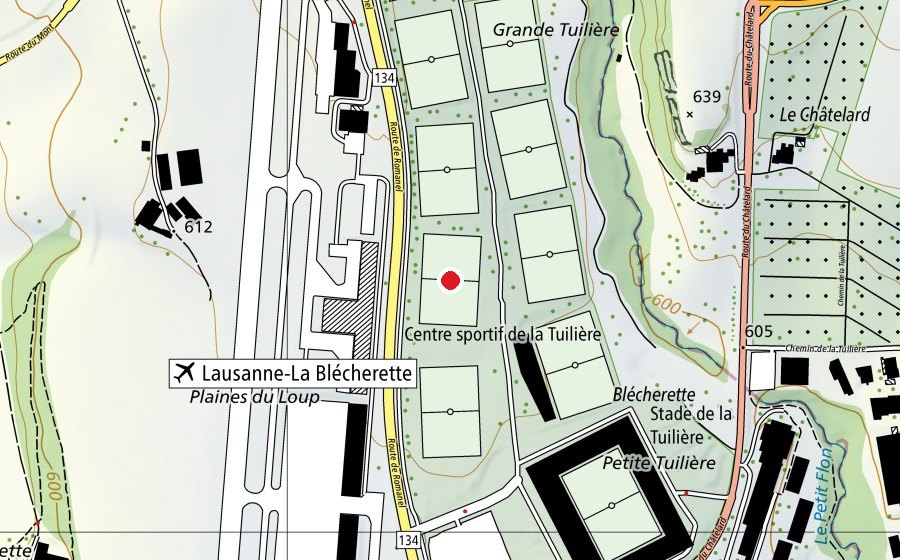 Map showing the location of 4 (Sports field)