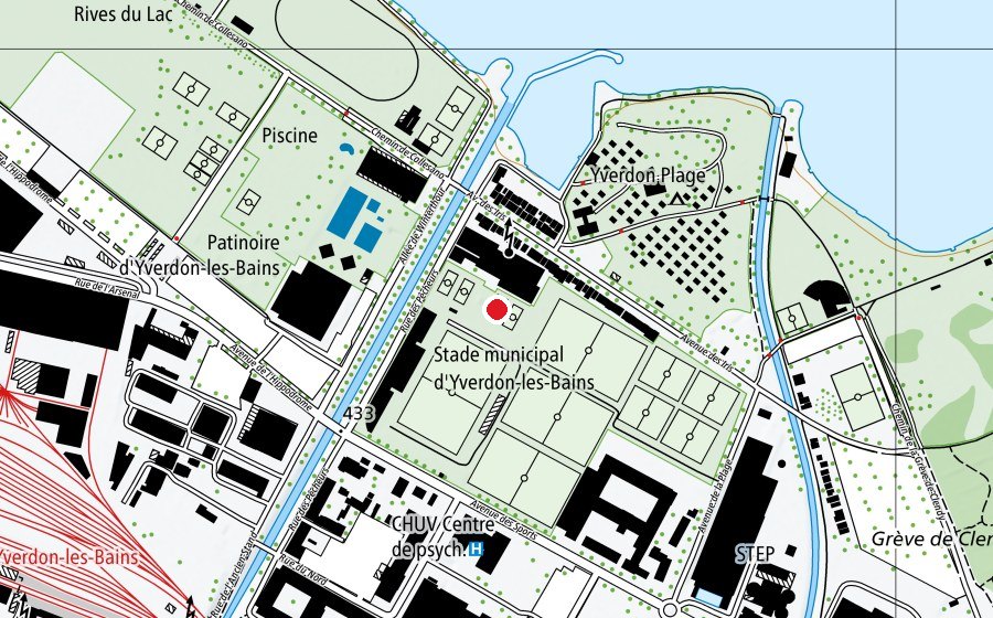 Carte indiquant l’emplacement de 4 (Terrain de sport)
