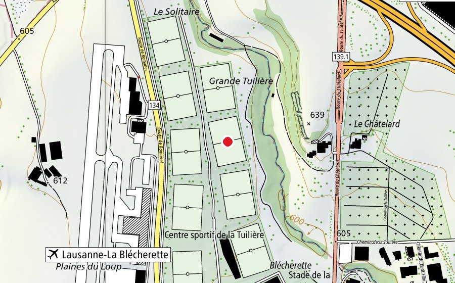 Map showing the location of 5 (Sports field)