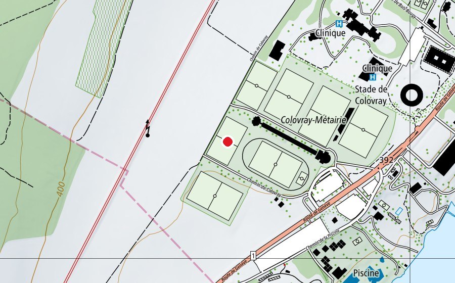 Karte mit dem Standort von 5 Terrain Synthétique (Sportplatz)