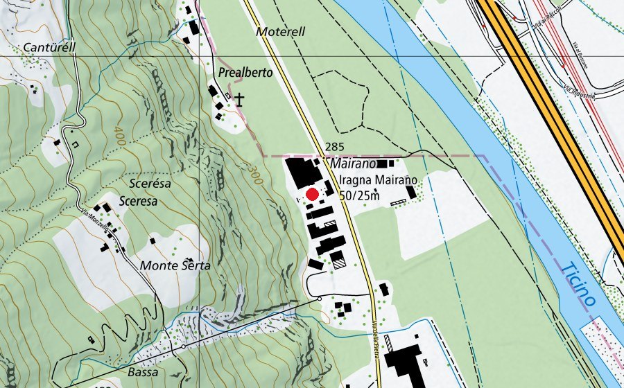 Carte indiquant l’emplacement de 50 m (Terrain de sport)