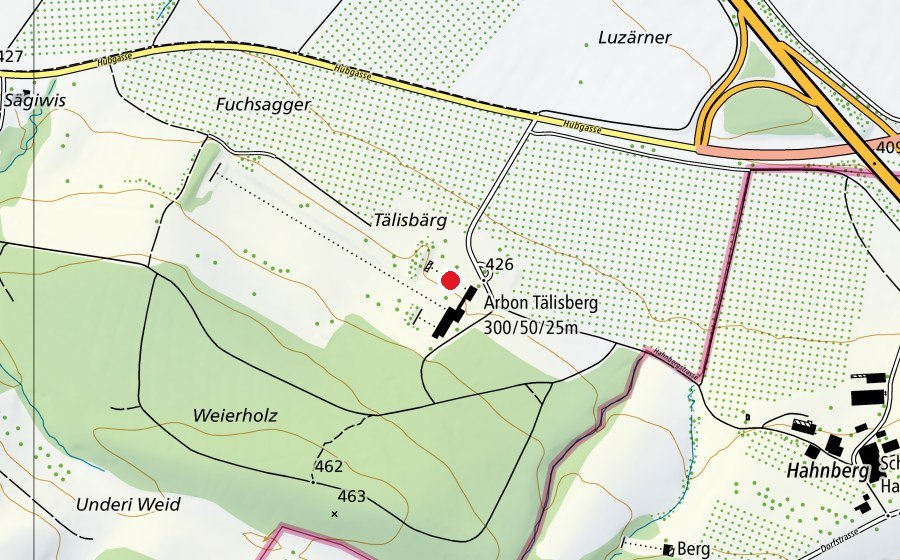 Karte mit dem Standort von 50 m (Sportplatz)