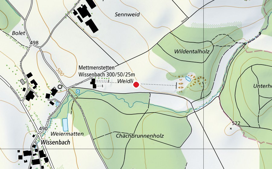 Karte mit dem Standort von 50m 300m (Sportplatz)