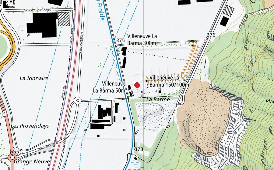 Carte indiquant l’emplacement de 50m (Terrain de sport)