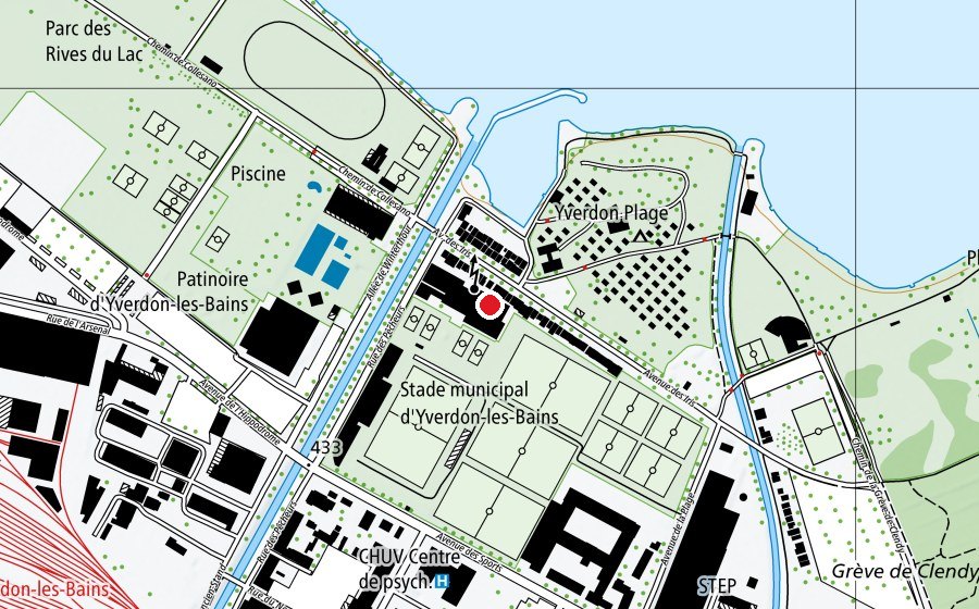 Map showing the location of 6 (Sports field)