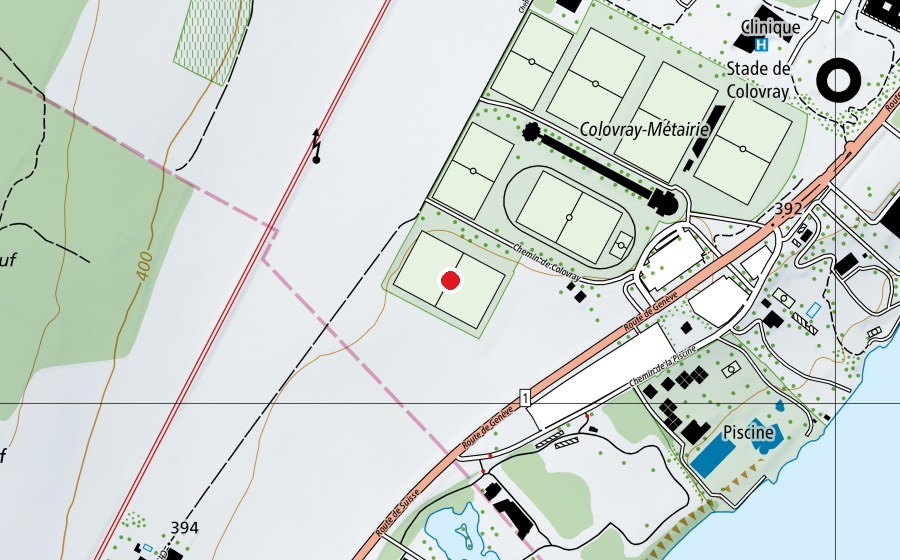 Carte indiquant l’emplacement de 7 Terrain Synthètique (Terrain de sport)