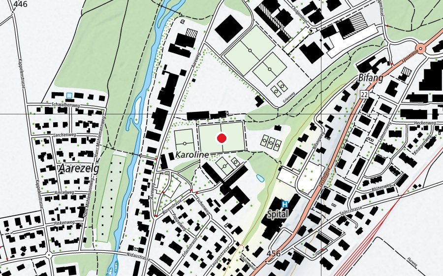 Map showing the location of Aarolina (Sports field)