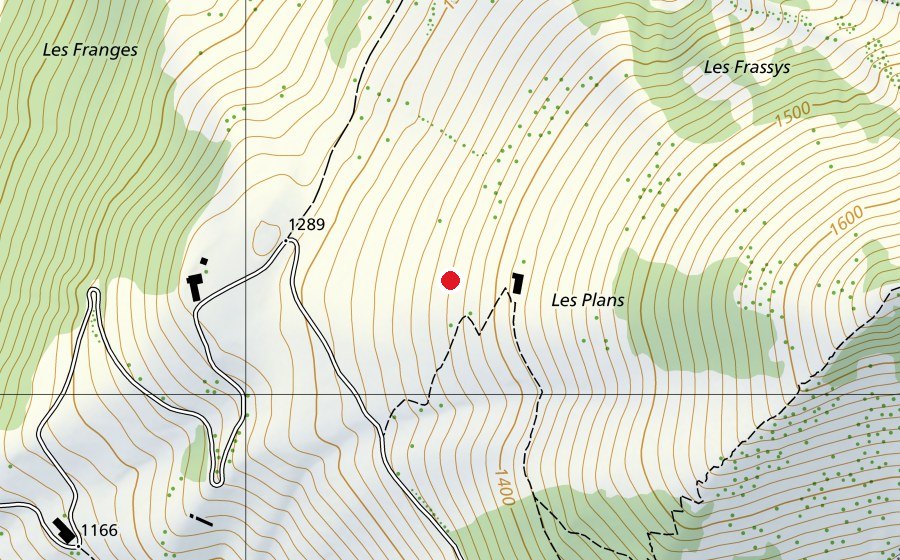 Mappa con la posizione di Albeuve (les Plans) (Campo sportivo)