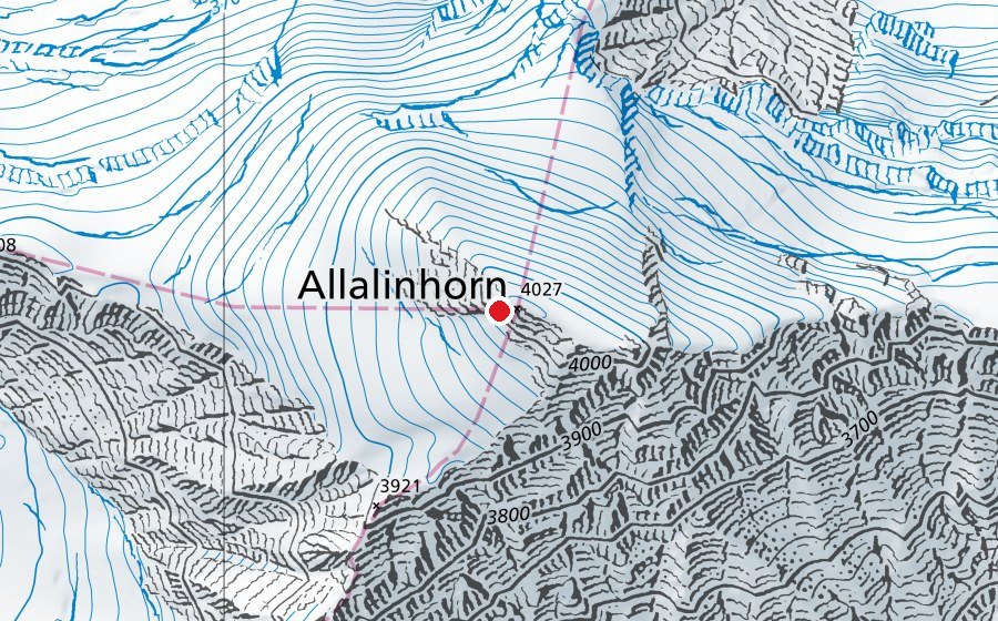 Carte indiquant l’emplacement de Allalinhorn (Terrain de sport)