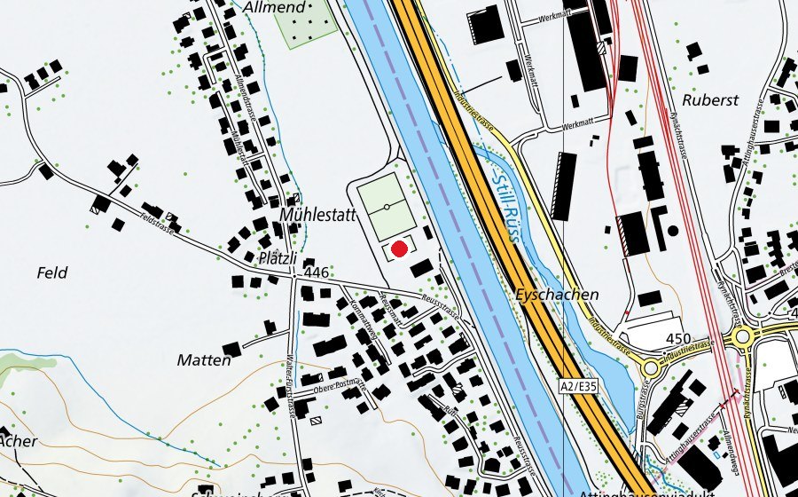 Karte mit dem Standort von Allwetterplatz (Sportplatz)