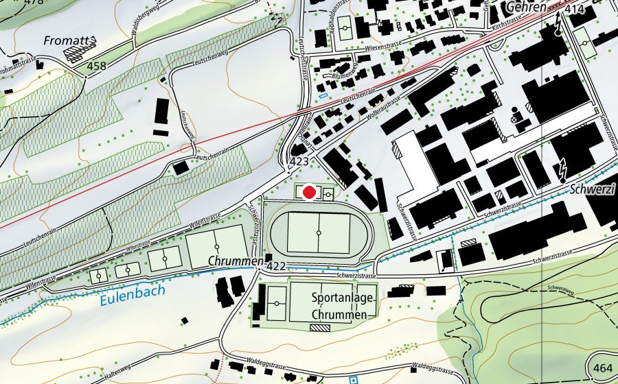 Karte mit dem Standort von Allwetterplatz (Sportplatz)