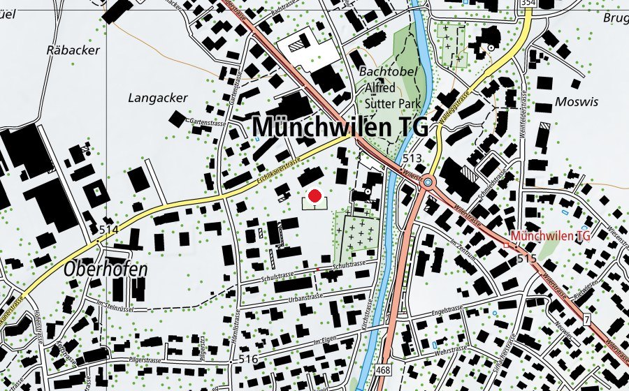 Carte indiquant l’emplacement de Allwetterplatz (Terrain de sport)