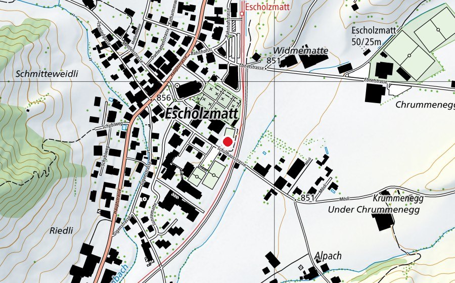 Carte indiquant l’emplacement de Allwetterplatz Pfarrmatte (Terrain de sport)