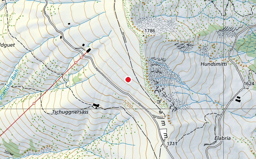 Map showing the location of Alp Palfries (Sports field)