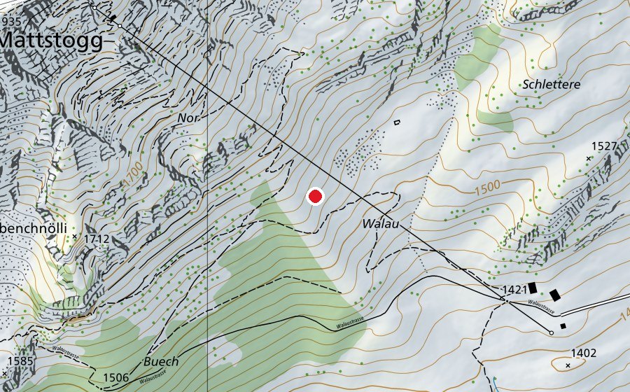 Carte indiquant l’emplacement de Alp Walau (Terrain de sport)