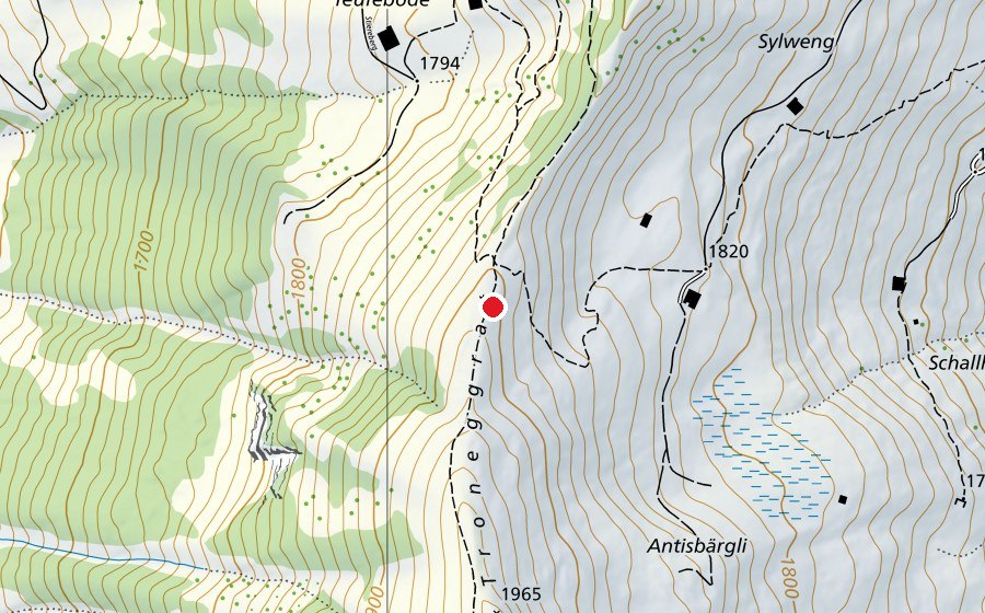 Mappa con la posizione di Alpage Troneggrat (Campo sportivo)