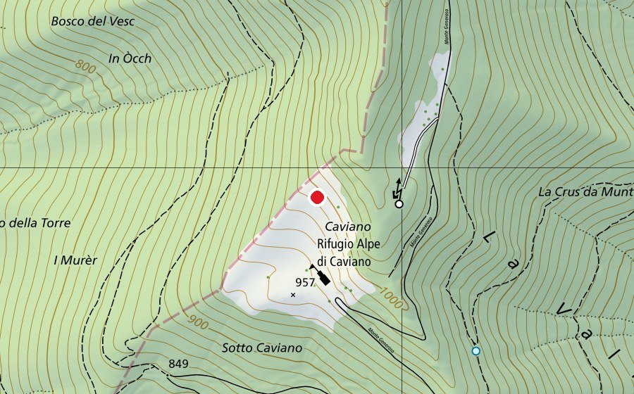 Map showing the location of Alpe Del Caviano (Sports field)