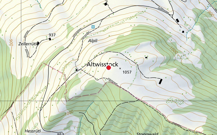 Karte mit dem Standort von Altwisstock (Sportplatz)